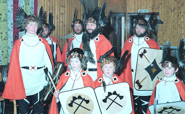 Squad members in hall
