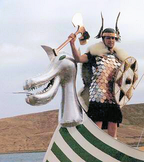 Jarl Bert Ratter at the head of his galley