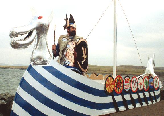 Jarl Alasdair Stuart with his galley Hamna-Drak
