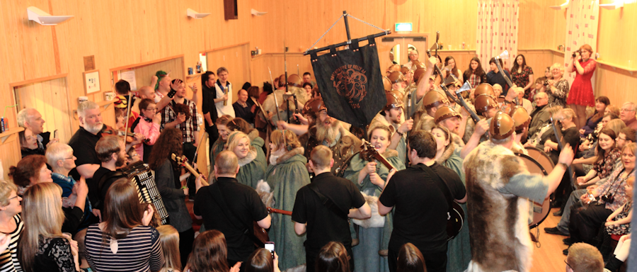 Jarls squad in the Hillswick Hall