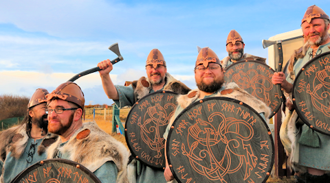 Vikings arriving at Urafirth school