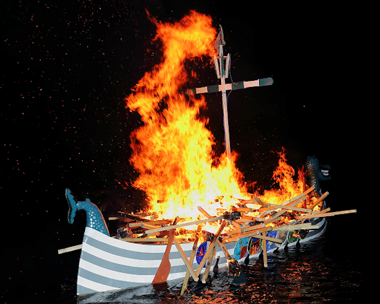 The galley burns