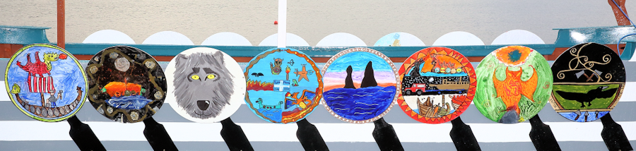 Gally shields painted by the school children